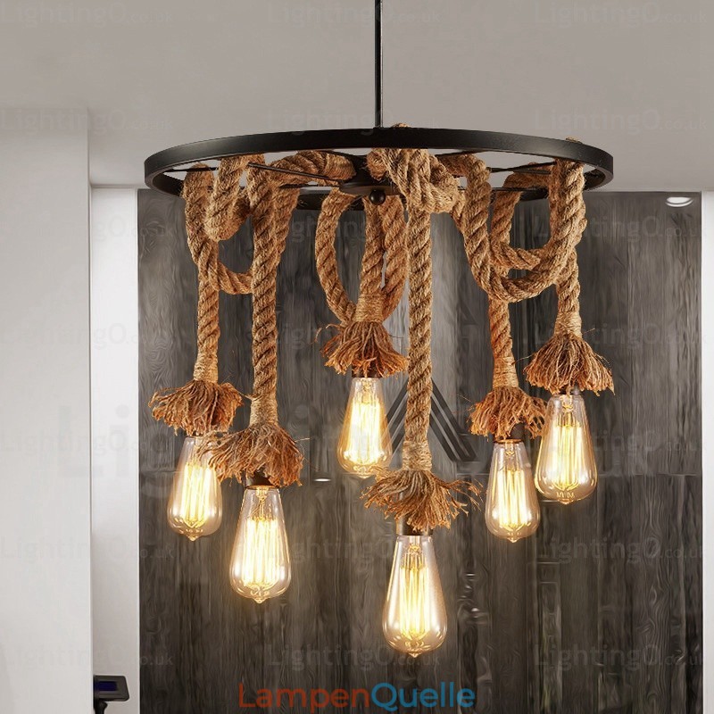 6-flammige Vintage-Retro-Pendelleuchte