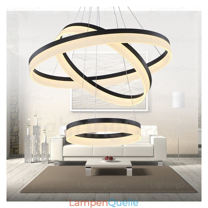 Moderne Pendelleuchte mit 3 Ringen und dimmbarem WLAN und Acrylschirm