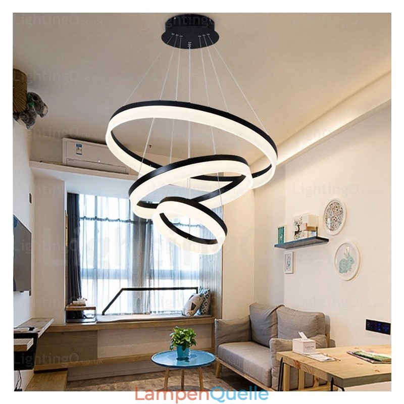 Moderne Pendelleuchte mit 3 Ringen und dimmbarem WLAN und Acrylschirm