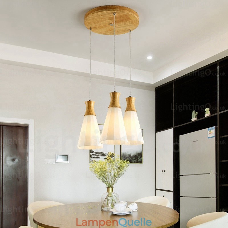 1-flammige, moderne, nordische Pendelleuchte mit Glasschirm