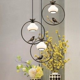 1-flammige Hängeleuchte im Landhausstil mit Glasschirm