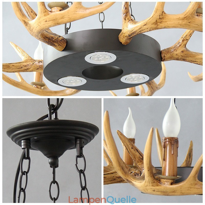 9-flammige Vintage Retro Rustikale Geweih Kronleuchter Pendelleuchte