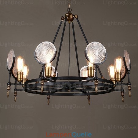 6-flammige Vintage-Retro-Pendelleuchte mit Glasschirm 6-flammige Vintage-Retro-Pendelleuchte mit Glasschirm
