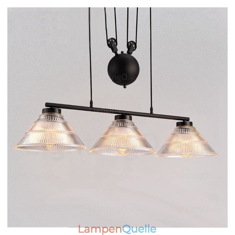 Moderne Pendelleuchte mit 2 Lichtern und Glasschirm