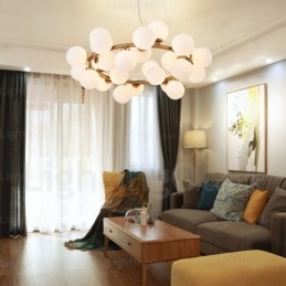 25-flammige nordische Pendelleuchte mit Glasschirm