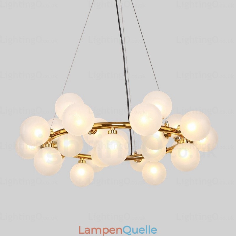 25-flammige nordische Pendelleuchte mit Glasschirm