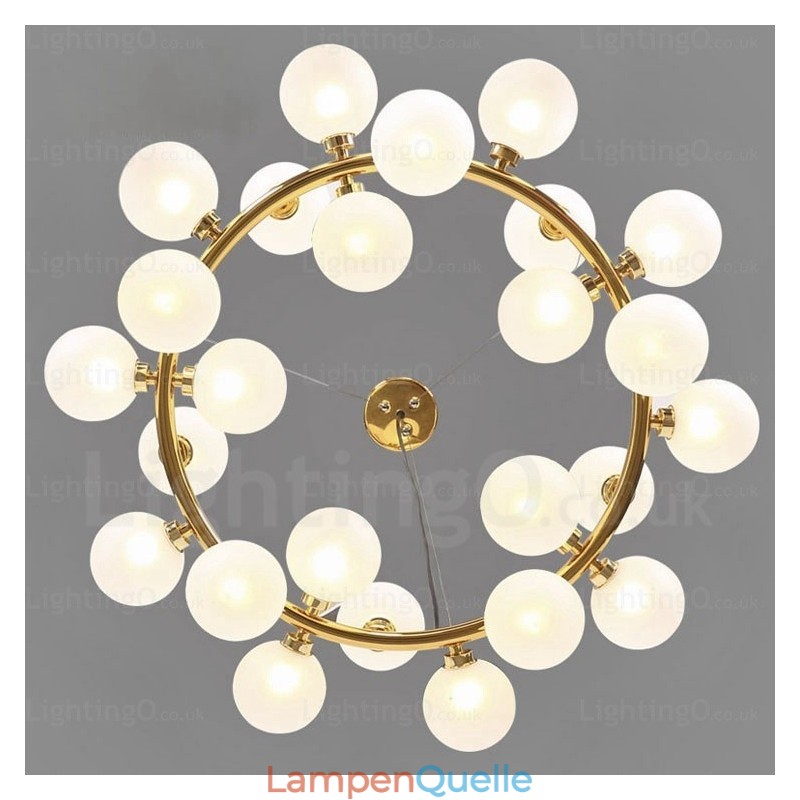 25-flammige nordische Pendelleuchte mit Glasschirm