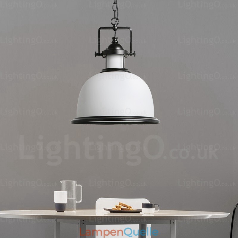 1-flammige Hängeleuchte im Landhausstil mit Glasschirm