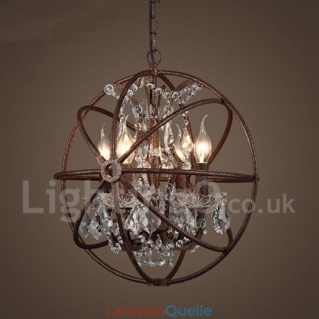 4 Licht Durchmesser 40CM Vintage Kristall Globe Malerei Metall Kronleuchter Rostige Farbe Pendelleuchte 4 Licht Durchmesser 40CM Vintage Kristall Globe Malerei Metall Kronleuchter Rostige Farbe Pendelleuchte