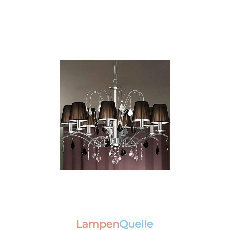 Stoff Lampenschirm Kristall Kronleuchter 8 Lichter
