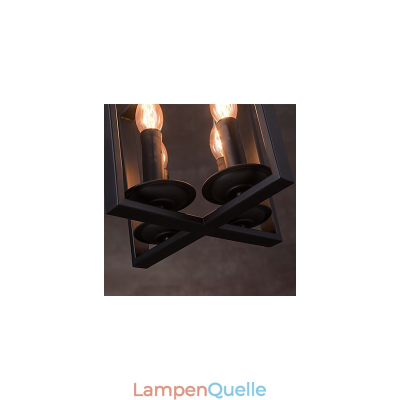 4-flammige Pendelleuchte im Vintage-Stil mit minimalistischer Eisenmalerei
