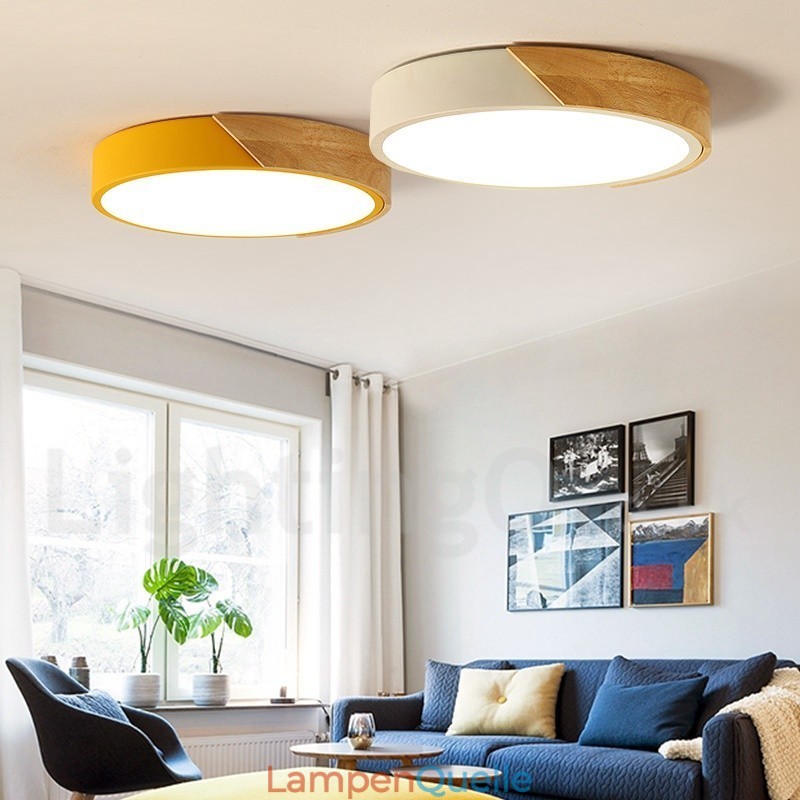 Moderne zeitgenössische Deckenleuchte aus Stahl und Holz