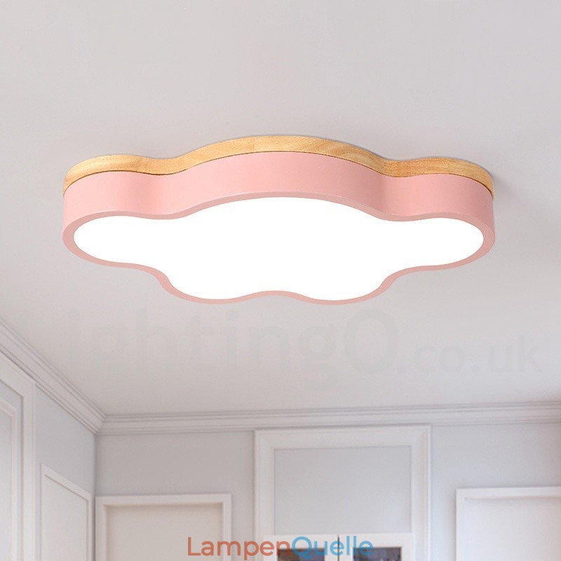 Macaron Multicolor Moderne zeitgenössische Stahl Flush Holz Licht Deckenleuchte