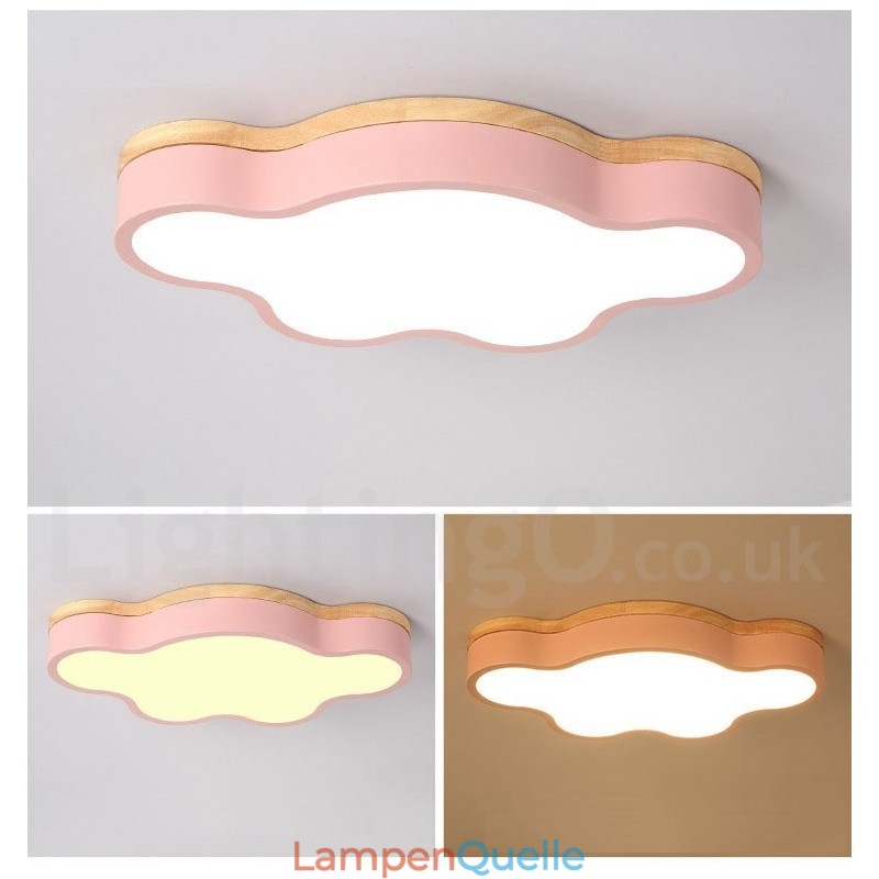 Macaron Multicolor Moderne zeitgenössische Stahl Flush Holz Licht Deckenleuchte