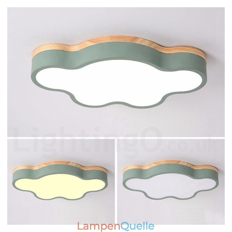 Macaron Multicolor Moderne zeitgenössische Stahl Flush Holz Licht Deckenleuchte