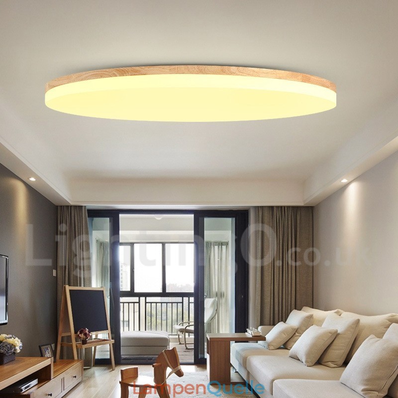 Nordische runde Deckenlampe, einfache, moderne Massivholzlampe, ultradünne Deckenlampe