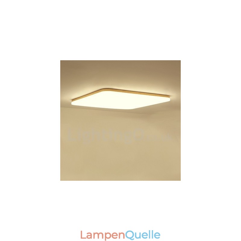 Ultradünne quadratische Deckenlampe aus Massivholz und Acryl