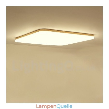 Ultradünne quadratische Deckenlampe aus Massivholz und Acryl Ultradünne quadratische Deckenlampe aus Massivholz und Acryl