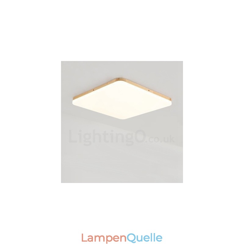 Ultradünne quadratische Deckenlampe aus Massivholz und Acryl