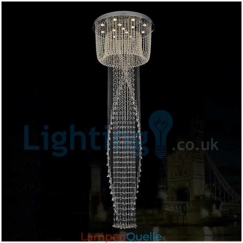 Moderne zeitgenössische Kronleuchter Unterputz Pendelleuchte Kristall Regentropfen Licht