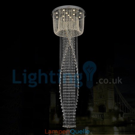 Moderne zeitgenössische Kronleuchter Unterputz Pendelleuchte Kristall Regentropfen Licht