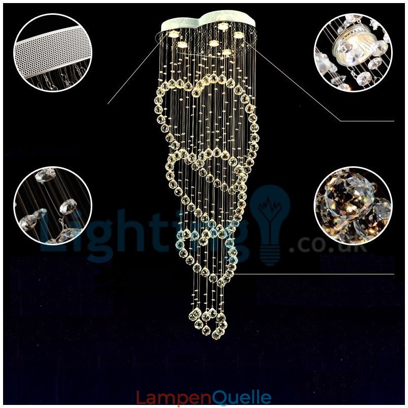 Moderne zeitgenössische Kronleuchter Unterputz Pendelleuchte Kristall Regentropfen Licht