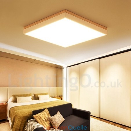 Schlichte und moderne quadratische ultradünne Deckenlampe aus Massivholz Schlichte und moderne quadratische ultradünne Deckenlampe aus Massivholz