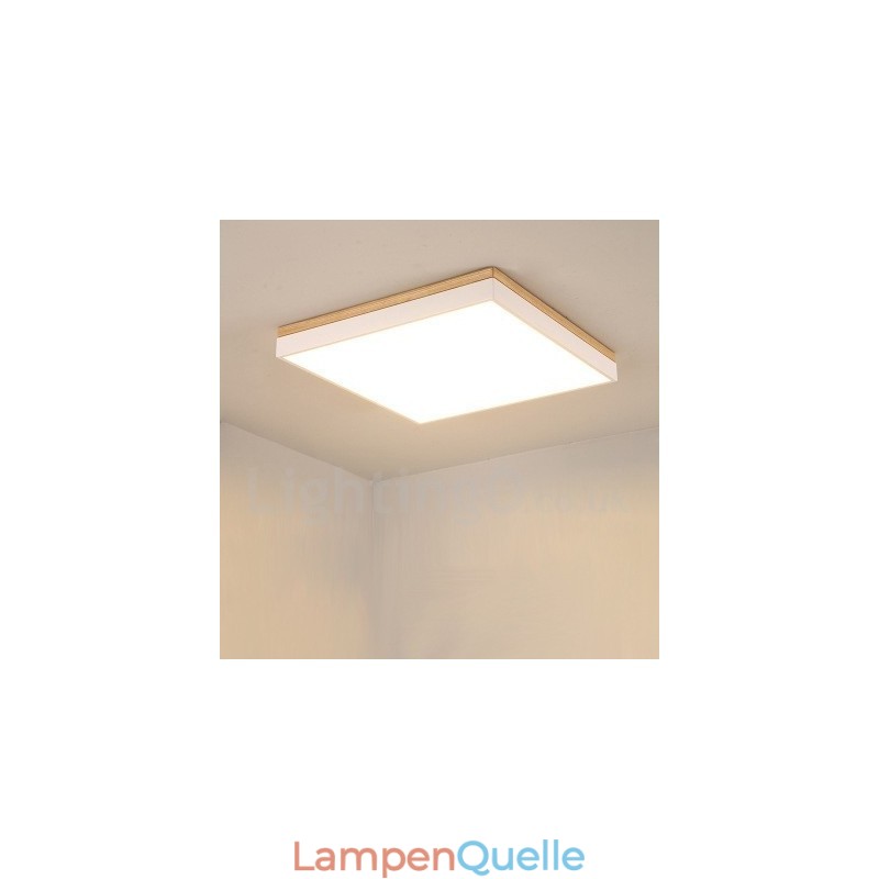 Schlichte und moderne quadratische ultradünne Deckenlampe aus Massivholz