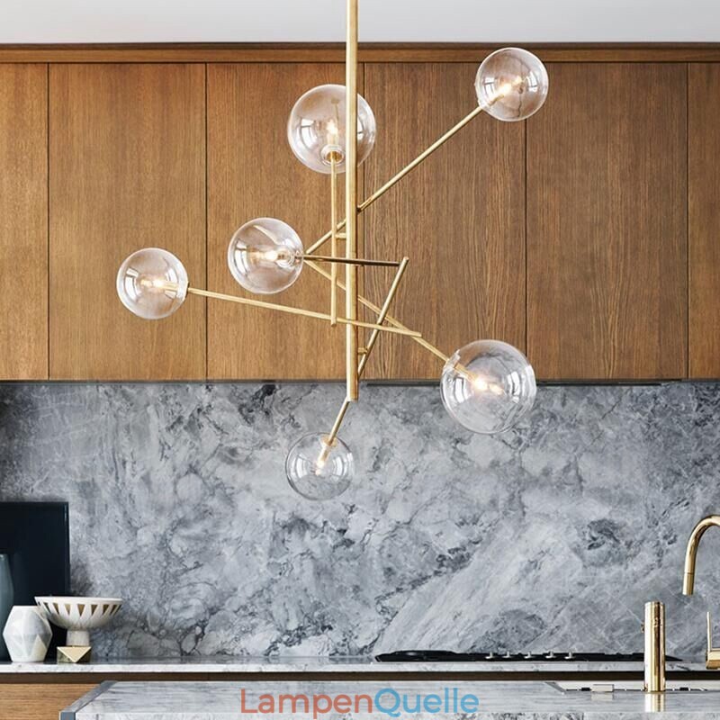 6 Lichter Nordic Lampe Kronleuchter Einfache Kreative Retro Eisen Glas Ball Magic Bean Kronleuchter