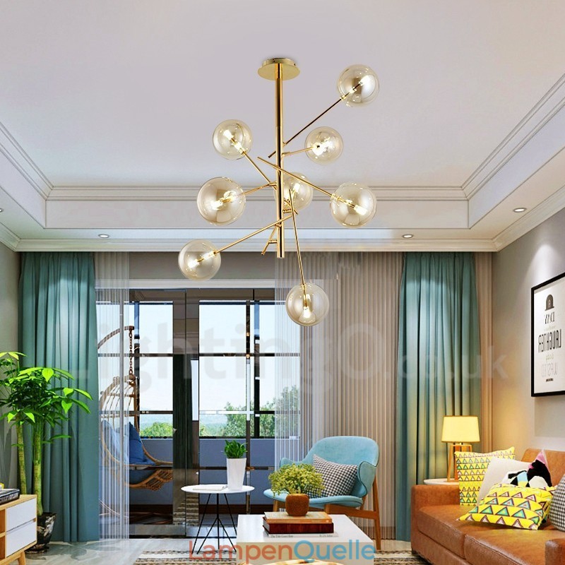 6 Lichter Nordic Lampe Kronleuchter Einfache Kreative Retro Eisen Glas Ball Magic Bean Kronleuchter