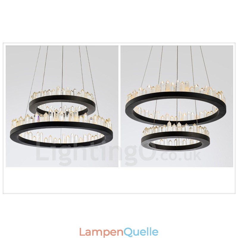 Moderne Mode Doppelkreis Kristall Pendelleuchte