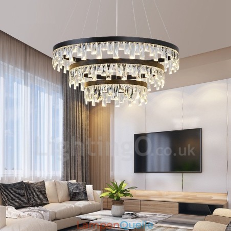 Moderne Pendelleuchte mit Kristallglas im Kreisdesign Moderne Pendelleuchte mit Kristallglas im Kreisdesign