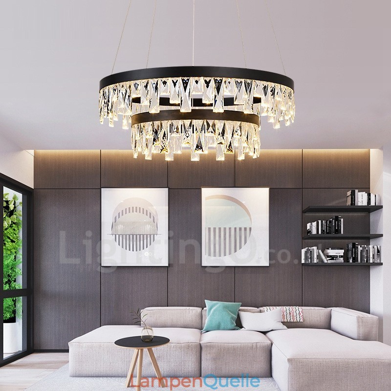 Moderne Pendelleuchte mit Kristallglas im Kreisdesign