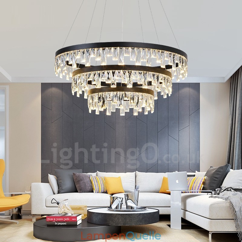 Moderne Pendelleuchte mit Kristallglas im Kreisdesign