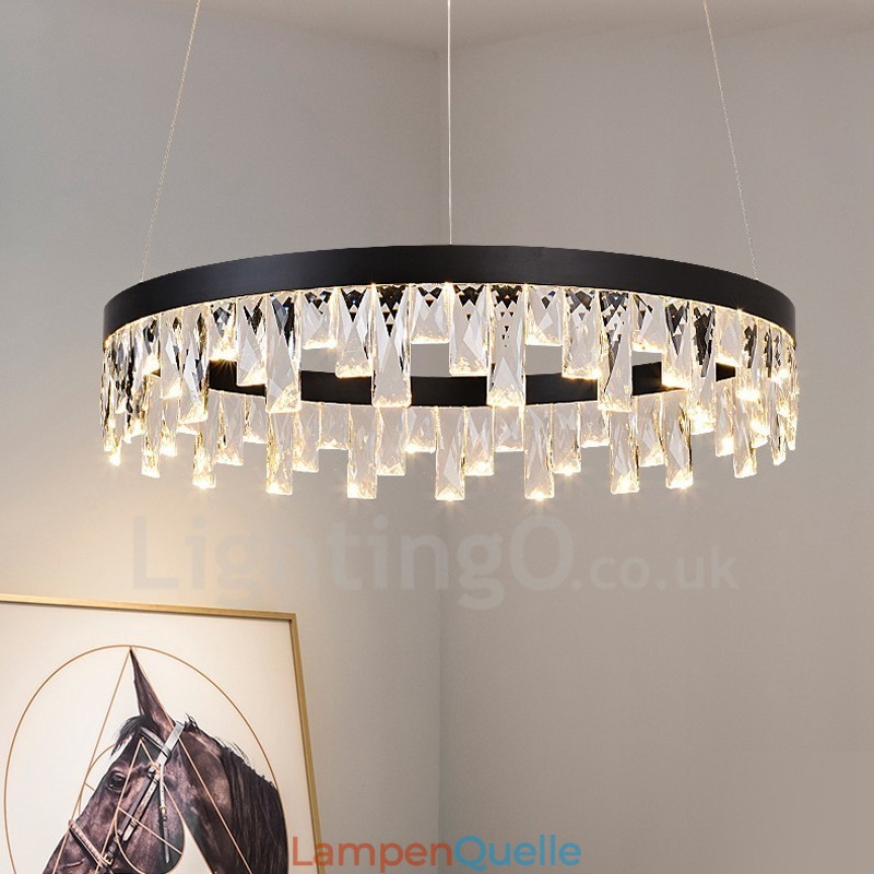 Moderne Pendelleuchte mit Kristallglas im Kreisdesign