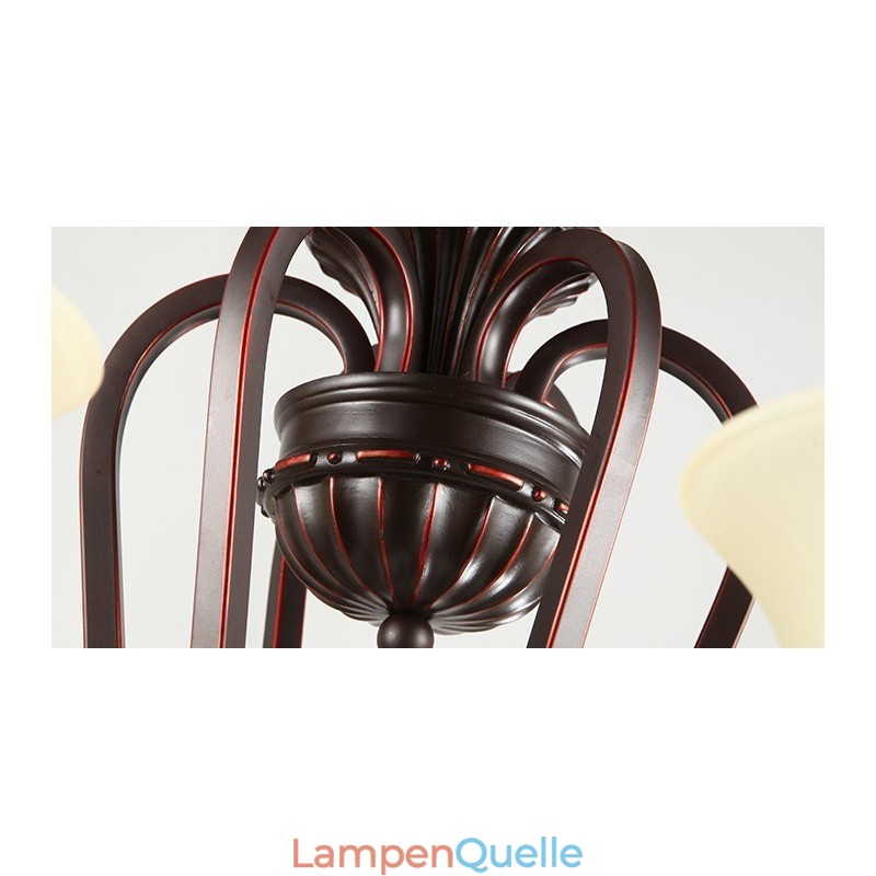 24 Lichter Hohe Decke Vintage Country Island Malerei Metall Kronleuchter mit Glasschirmen Hohe Decke