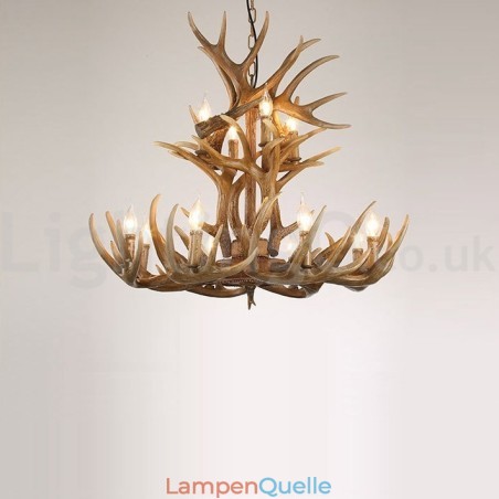 12 Licht 2 Krawatten Rustikaler künstlerischer Retro-Geweih-Vintage-Kronleuchter 12 Licht 2 Krawatten Rustikaler künstlerischer Retro-Geweih-Vintage-Kronleuchter
