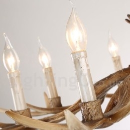 8-flammiger rustikaler künstlerischer Retro-Kerzenleuchter im Geweih-Vintage-Stil