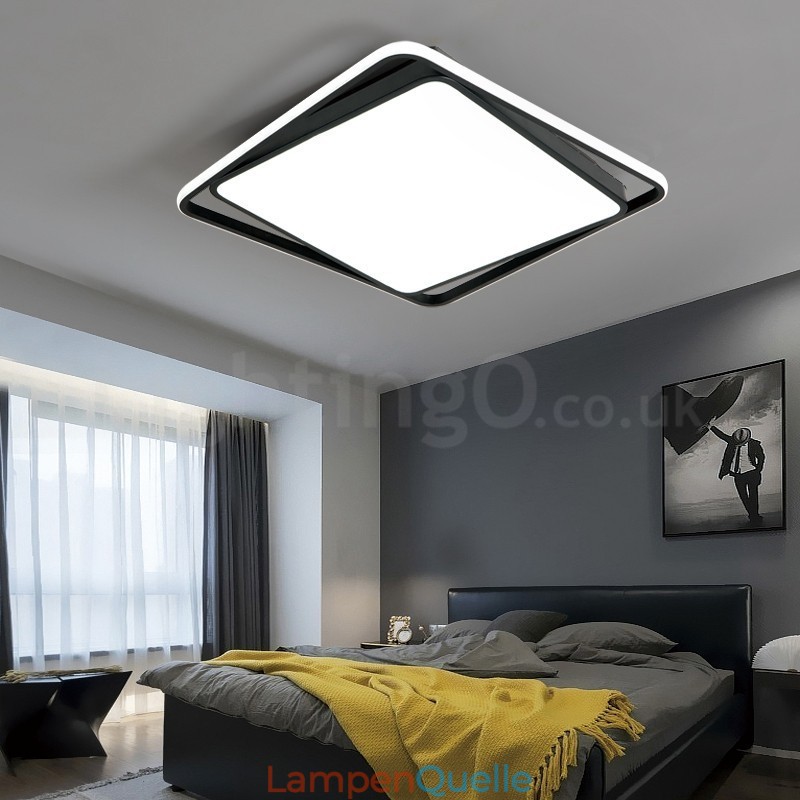 Moderne, exquisite, quadratische Deckenleuchte in Schwarz und Weiß