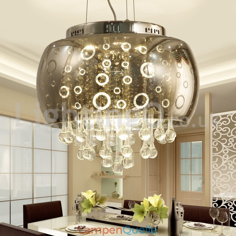 Moderne 40CM Runde Glas Lampe Schatten Kristall Pendelleuchte