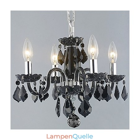 Kristall-Kronleuchter mit Kerzenlicht und 4 Lichtern in Schwarz Kristall-Kronleuchter mit Kerzenlicht und 4 Lichtern in Schwarz