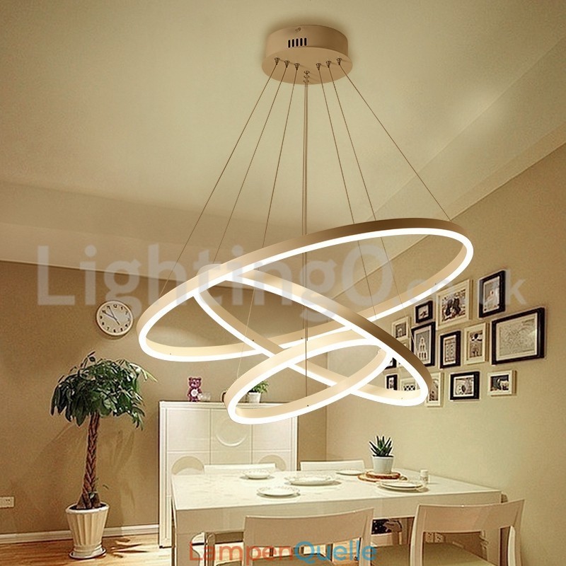 Moderne Pendelleuchte mit drei Kreisen und Fernbedienung