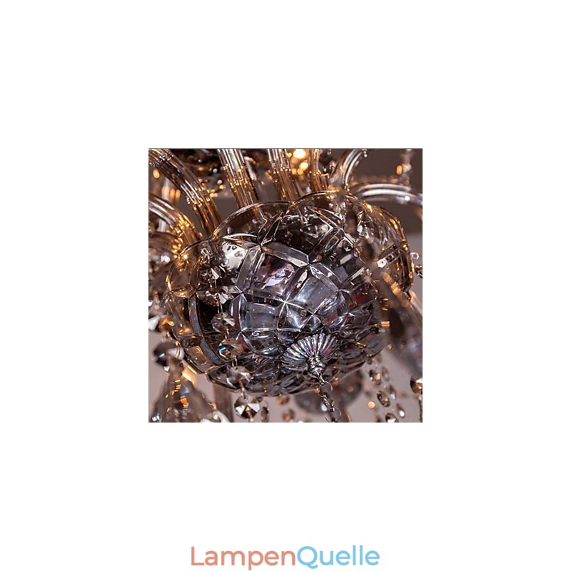 6 Lichter Europäischer Kristall-Kronleuchter in grauem Glas und Kristall