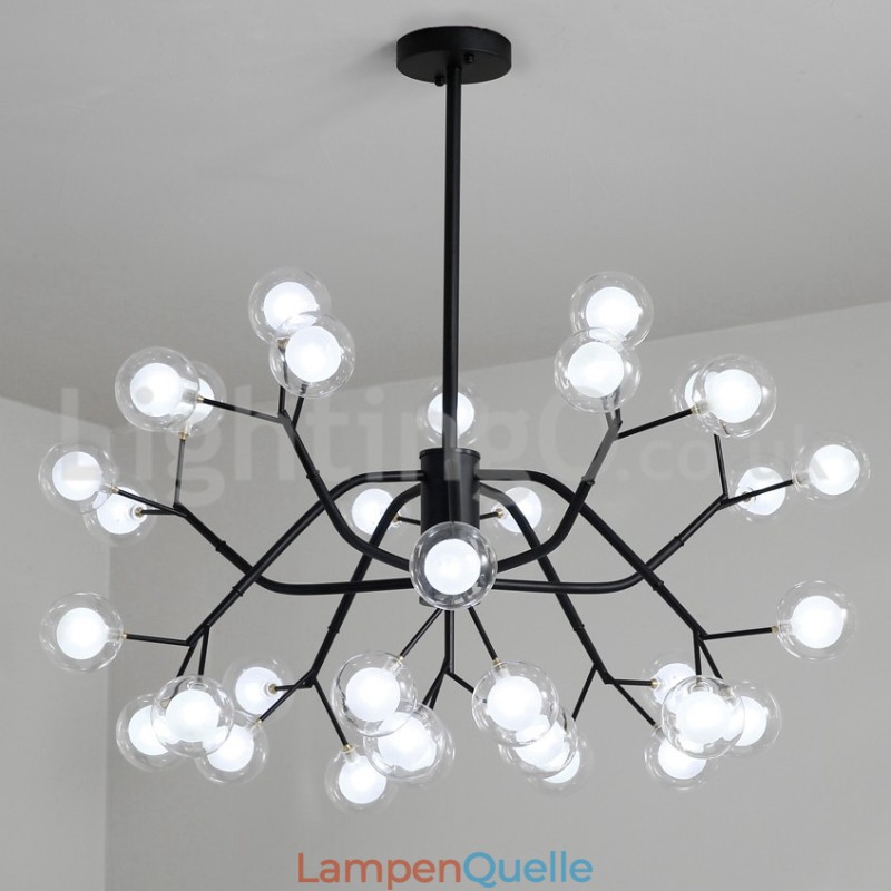 Kronleuchter im nordischen Stil mit magischen Bohnen, kleiner Kronleuchter mit klaren, transparenten Glasblasen