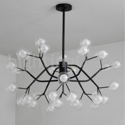 Kronleuchter im nordischen Stil mit magischen Bohnen, kleiner Kronleuchter mit klaren, transparenten Glasblasen