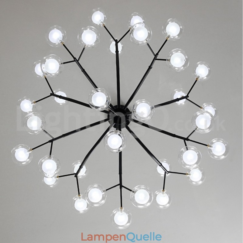 Kronleuchter im nordischen Stil mit magischen Bohnen, kleiner Kronleuchter mit klaren, transparenten Glasblasen