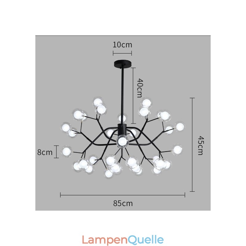 Kronleuchter im nordischen Stil mit magischen Bohnen, kleiner Kronleuchter mit klaren, transparenten Glasblasen