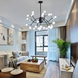 Kronleuchter im nordischen Stil mit magischen Bohnen, kleiner Kronleuchter mit klaren, transparenten Glasblasen