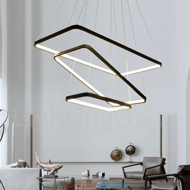 Dimmbare Pendelleuchte mit Fernbedienung Modernes Design Drei Rechtecke