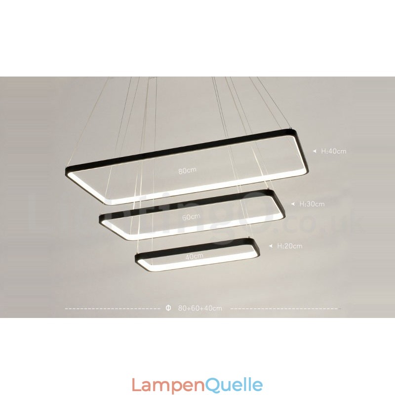 Dimmbare Pendelleuchte mit Fernbedienung Modernes Design Drei Rechtecke